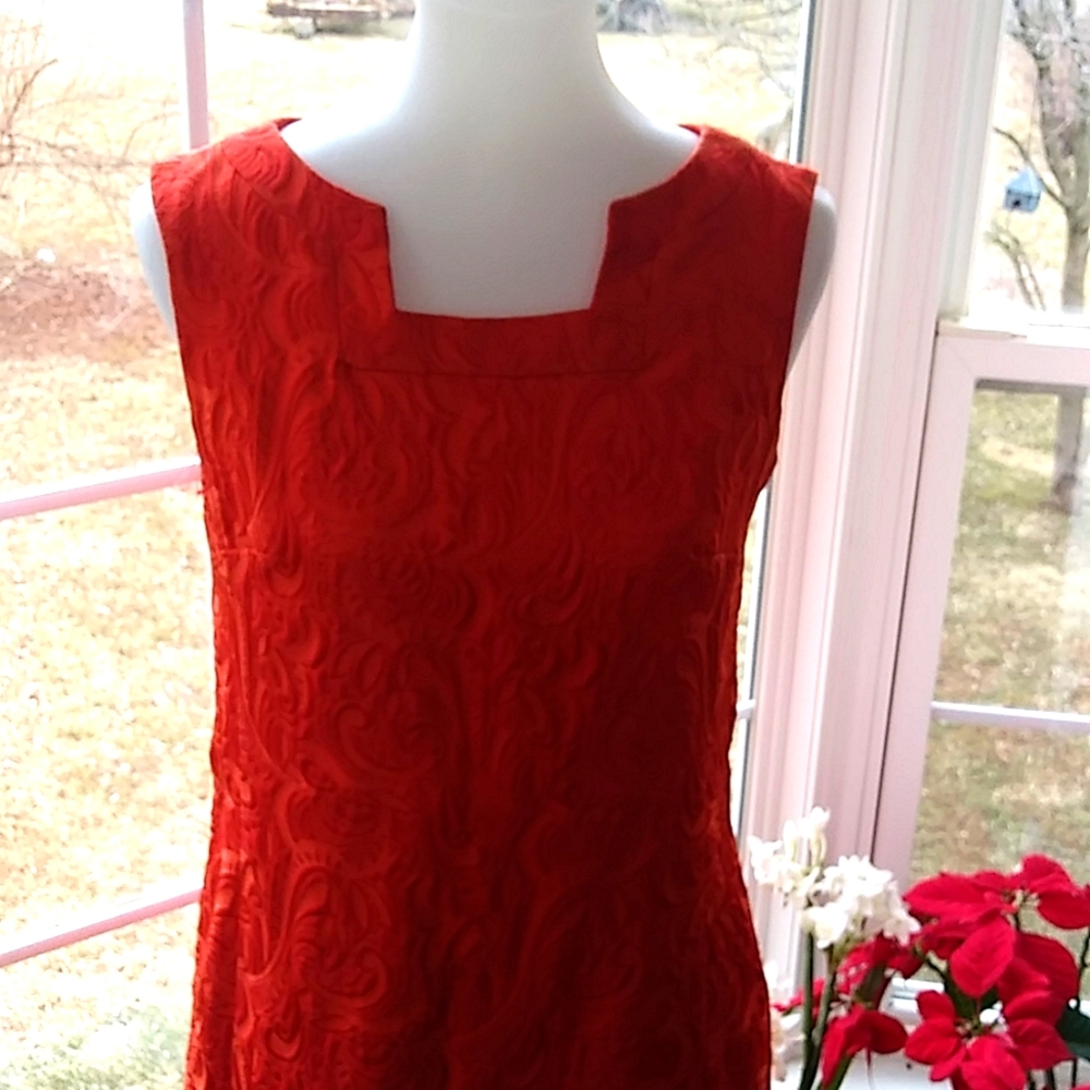 Kim Rogers burnt orange paisley fully lined sleeveless dress